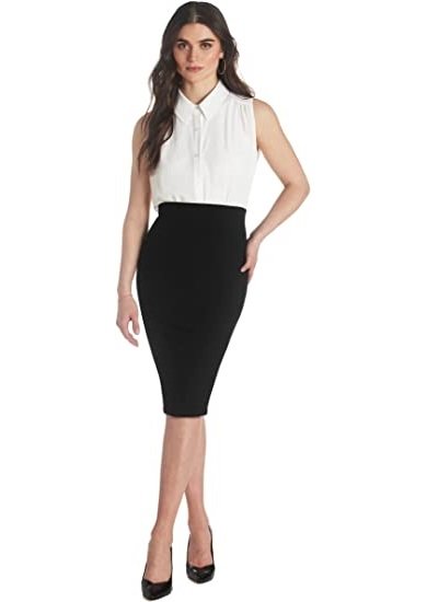 Women's High Quality Nylon Cloth Stretch Office Pencil Skirt High Waist