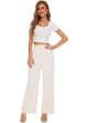 Women's Wide Leg Pants High Elasticity Waist Back Business Work Pants Long
