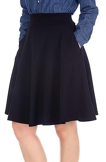 Women's Cotton Blend High Waist Full Flared Circle Skater Knee Length Skirt